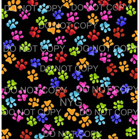 Multi Color Paw Prints Sheet Sublimation transfers - Heat 