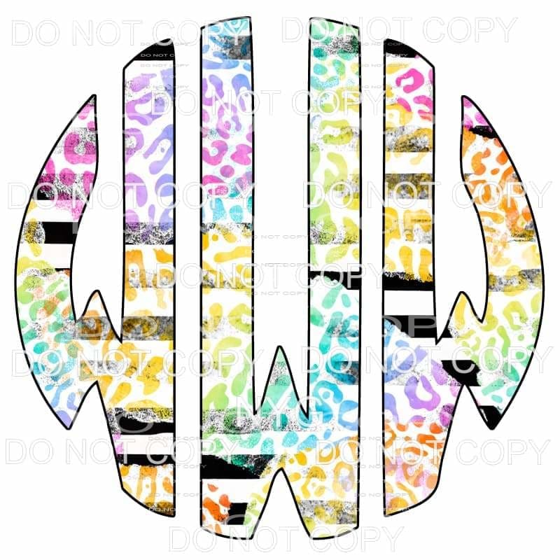 Multi Leopard and black strip monogram letters put letters 