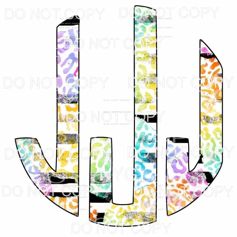 Multi Leopard and black strip monogram letters put letters 