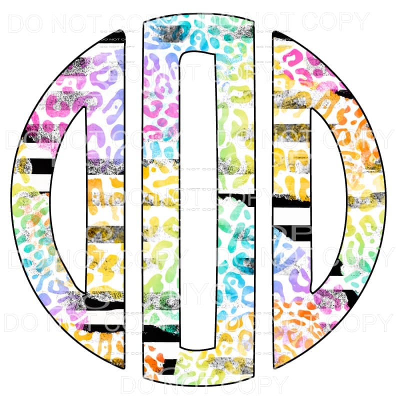 Multi Leopard and black strip monogram letters put letters 