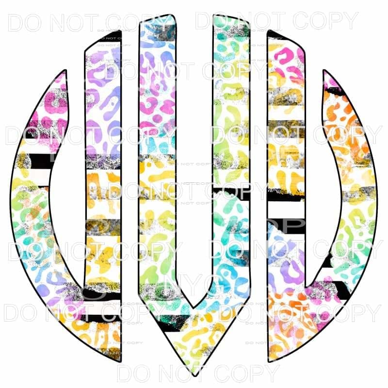 Multi Leopard and black strip monogram letters put letters 