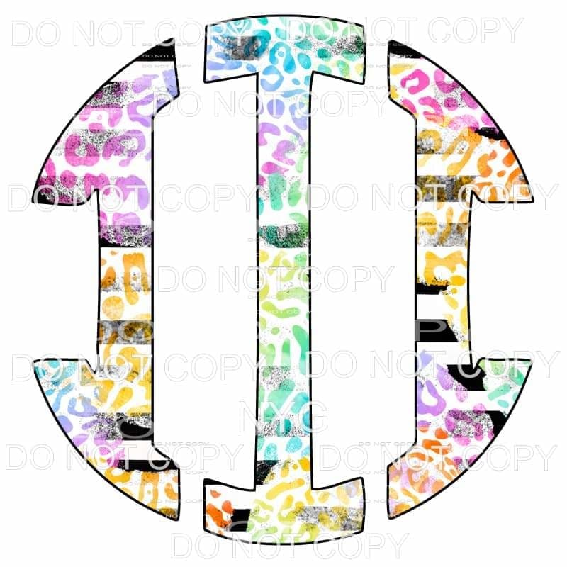 Multi Leopard and black strip monogram letters put letters 