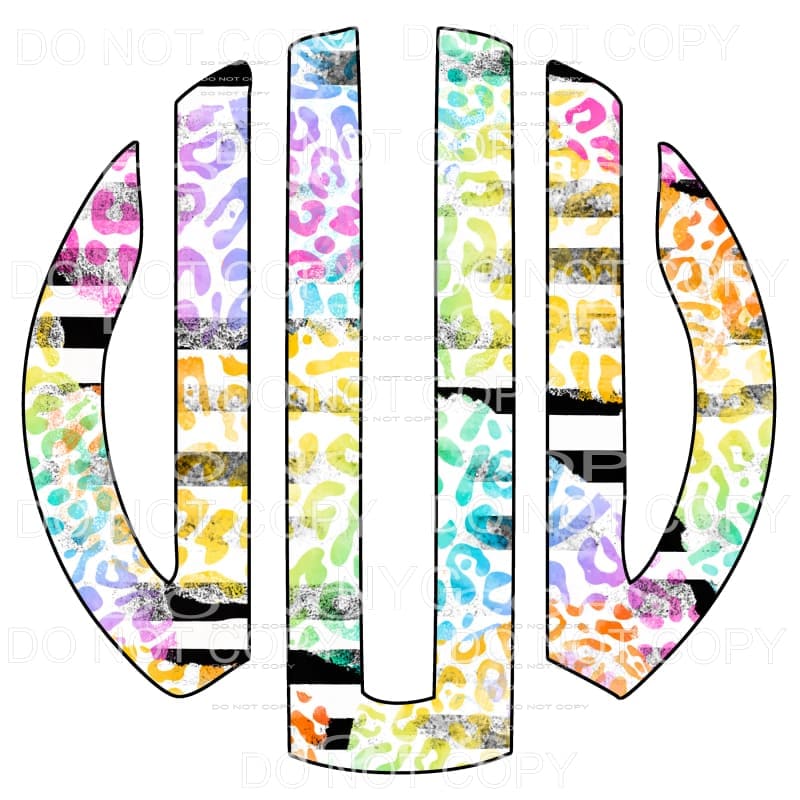 Multi Leopard and black strip monogram letters put letters 