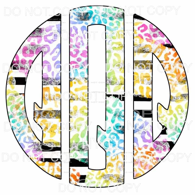Multi Leopard and black strip monogram letters put letters 