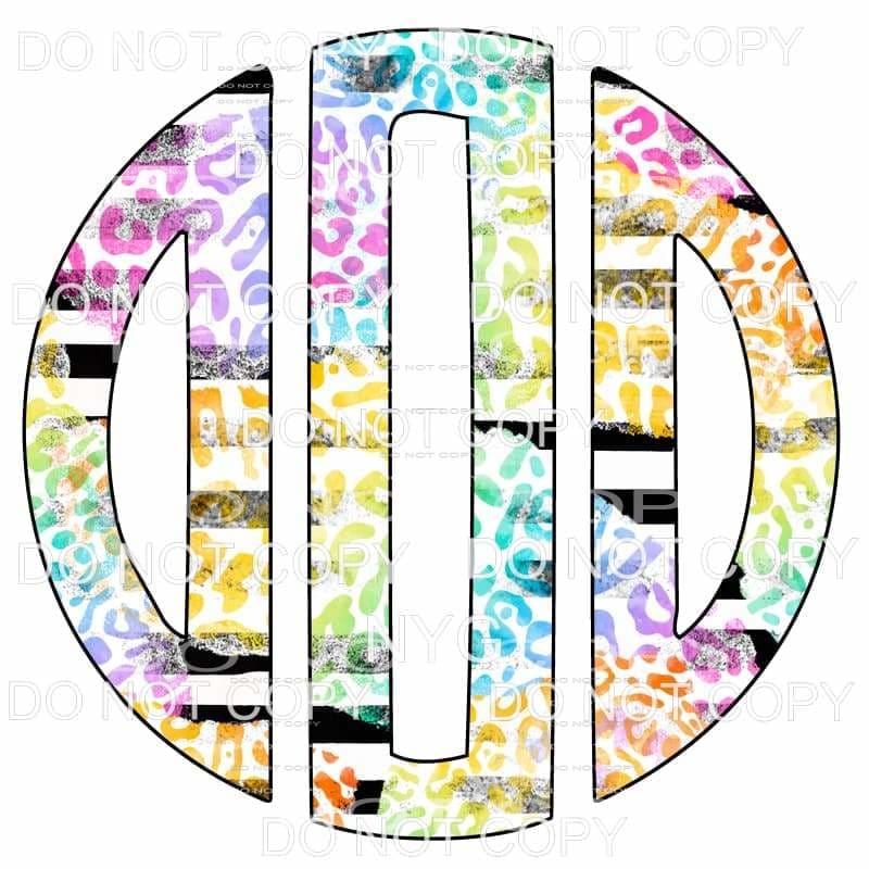 Multi Leopard and black strip monogram letters put letters 