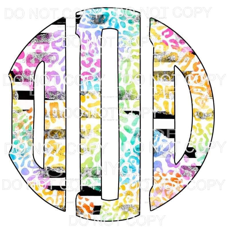 Multi Leopard and black strip monogram letters put letters 