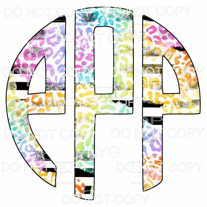 Multi Leopard and black strip monogram letters put letters 