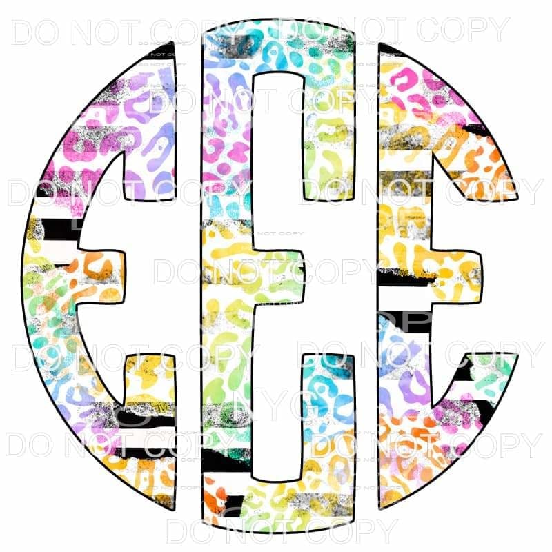 Multi Leopard and black strip monogram letters put letters 