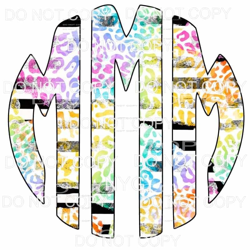 Multi Leopard and black strip monogram letters put letters 