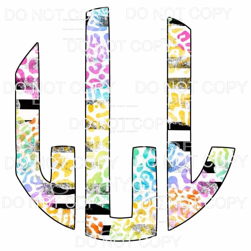 Multi Leopard and black strip monogram letters put letters 