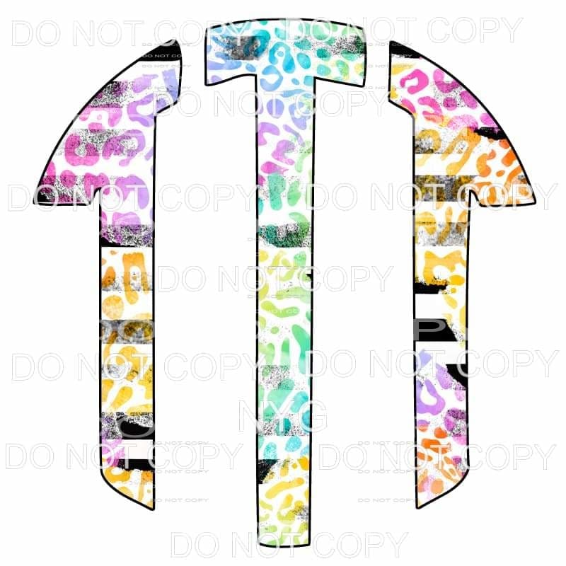 Multi Leopard and black strip monogram letters put letters 