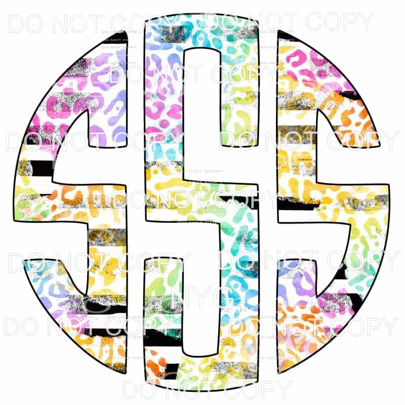 Multi Leopard and black strip monogram letters put letters 