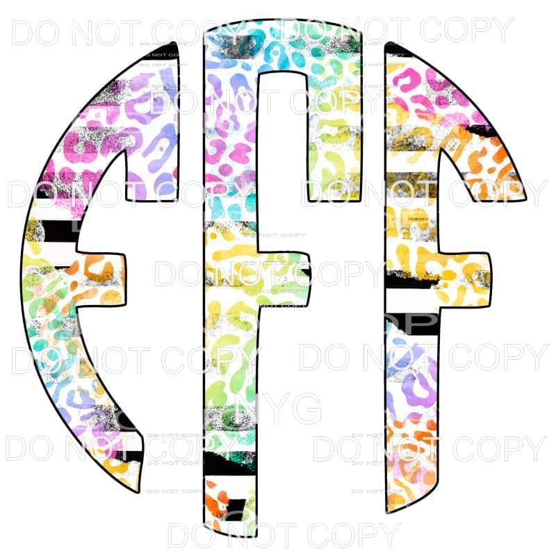 Multi Leopard and black strip monogram letters put letters 