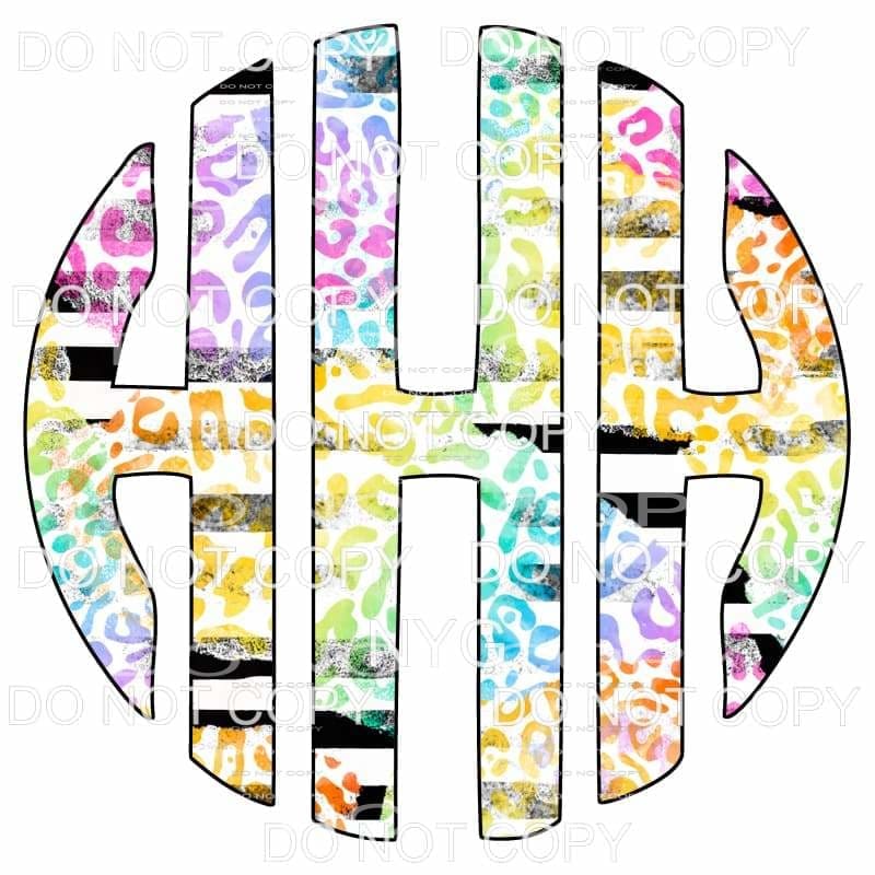 Multi Leopard and black strip monogram letters put letters 