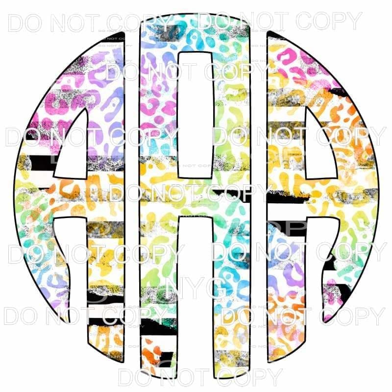 Multi Leopard and black strip monogram letters put letters 