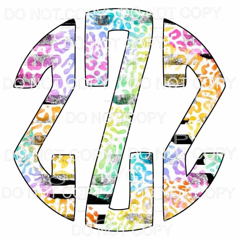Multi Leopard and black strip monogram letters put letters 
