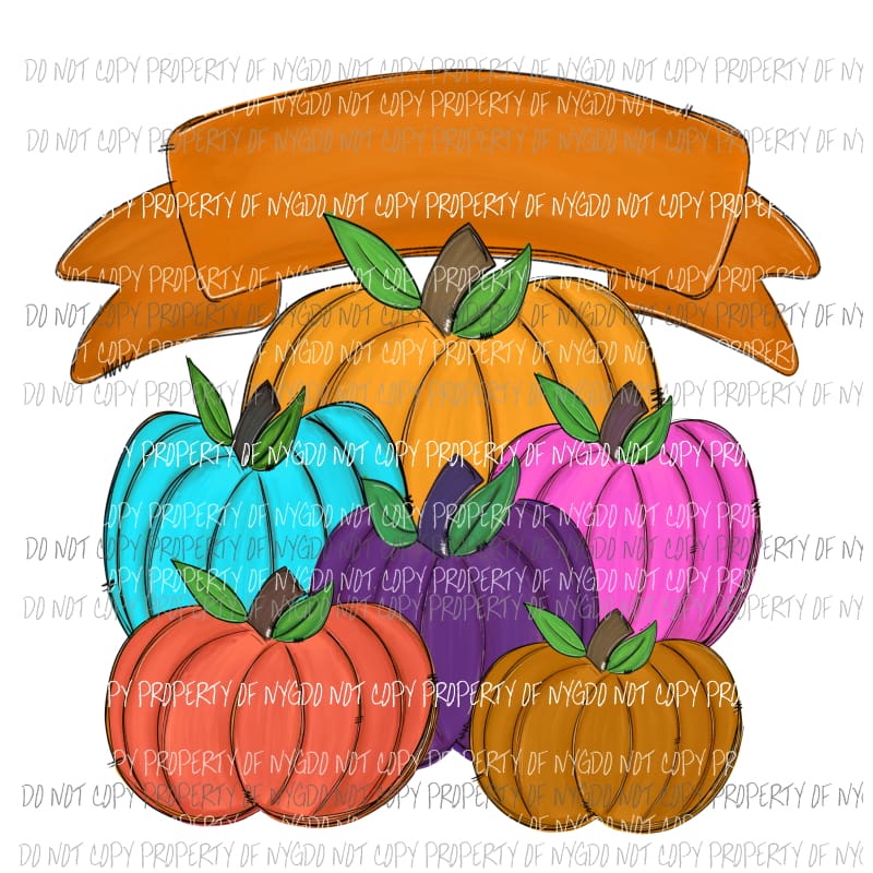 Multicolor Pumpkins Sublimation transfers Heat Transfer