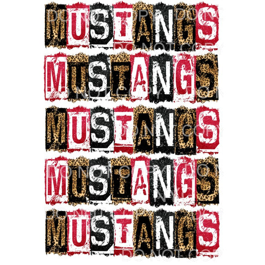 MUSTANGS RED BLACK BLOCK # 562 Sublimation transfers - Heat 