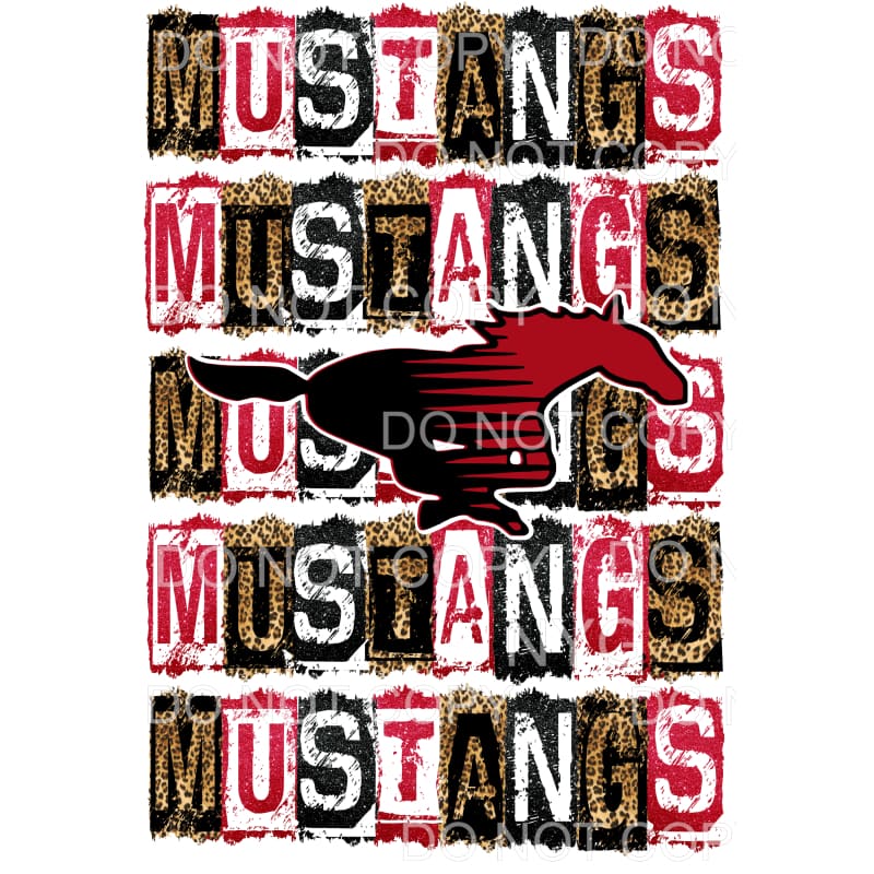 MUSTANGS RED BLACK BLOCK # 563 Sublimation transfers - Heat 