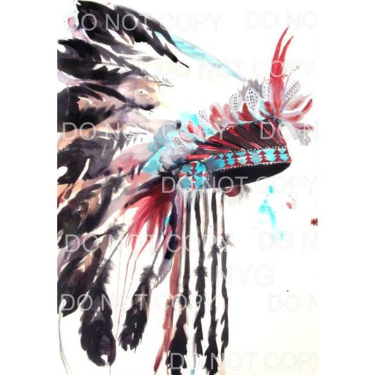 Native American Chief Headdress Watercolor Sublimation 