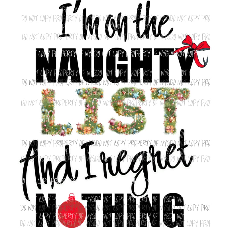 naughty list Sublimation transfers Heat Transfer