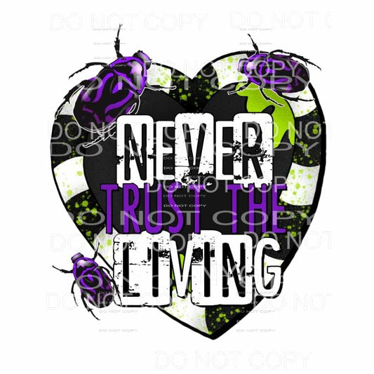 Never Trust The Living Heart Bugs Beetlejuice Purple Green 