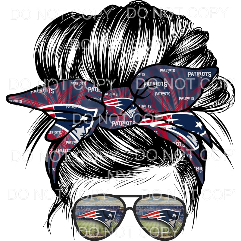 New England Patriots Football Messy Bund Red Blue #1719 