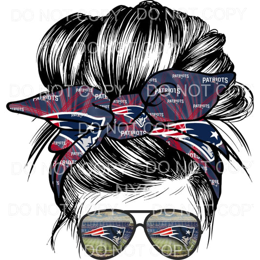 New England Patriots Football Messy Bund Red Blue #1719 