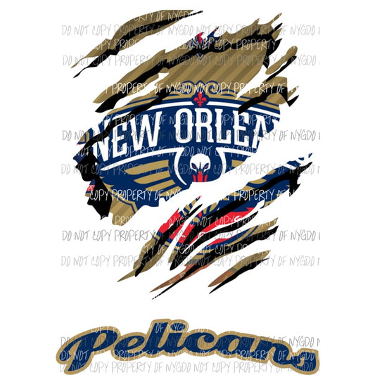 New Orleans Pelicans ripped design Sublimation transfers Heat Transfer