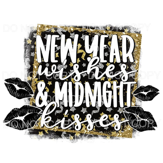 New Year Wishes Midnight Kisses Lips Sublimation transfers -