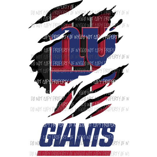 New York Giants ripped design Sublimation transfers Heat Transfer