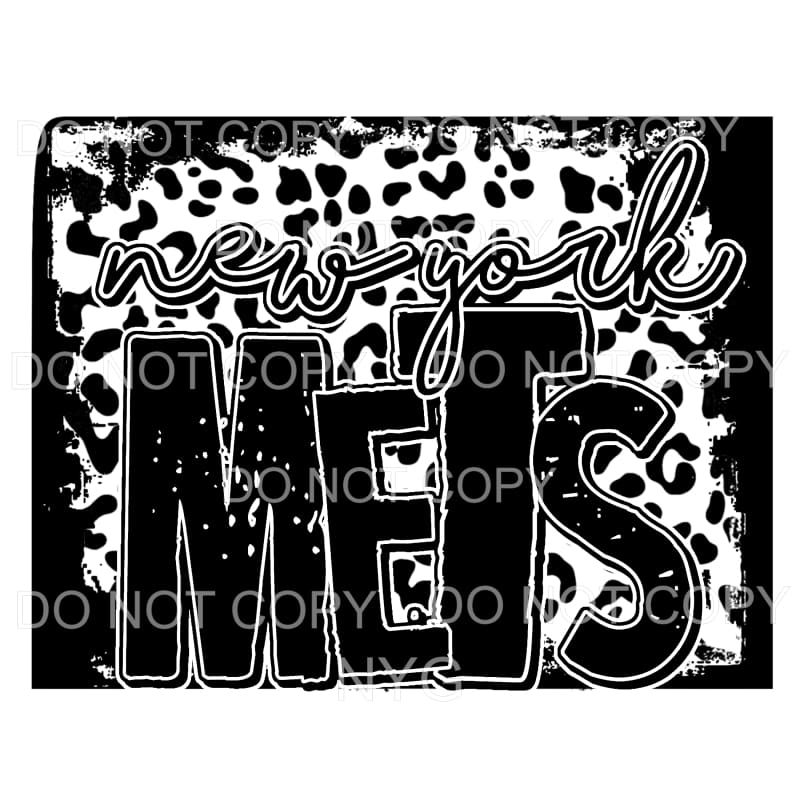 New York Mets Baseball Black Leopard Sublimation transfers -