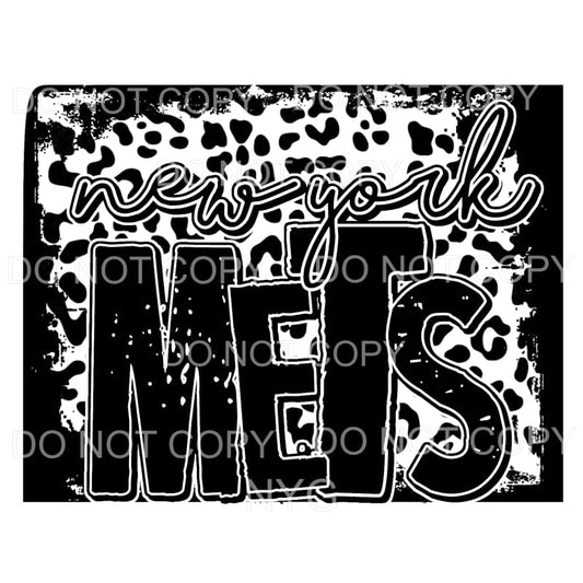 New York Mets Baseball Black Leopard Sublimation transfers -