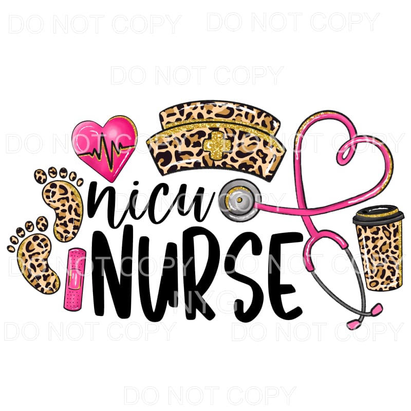 NICU Nurse Pink Leopard Sublimation transfers - Heat 