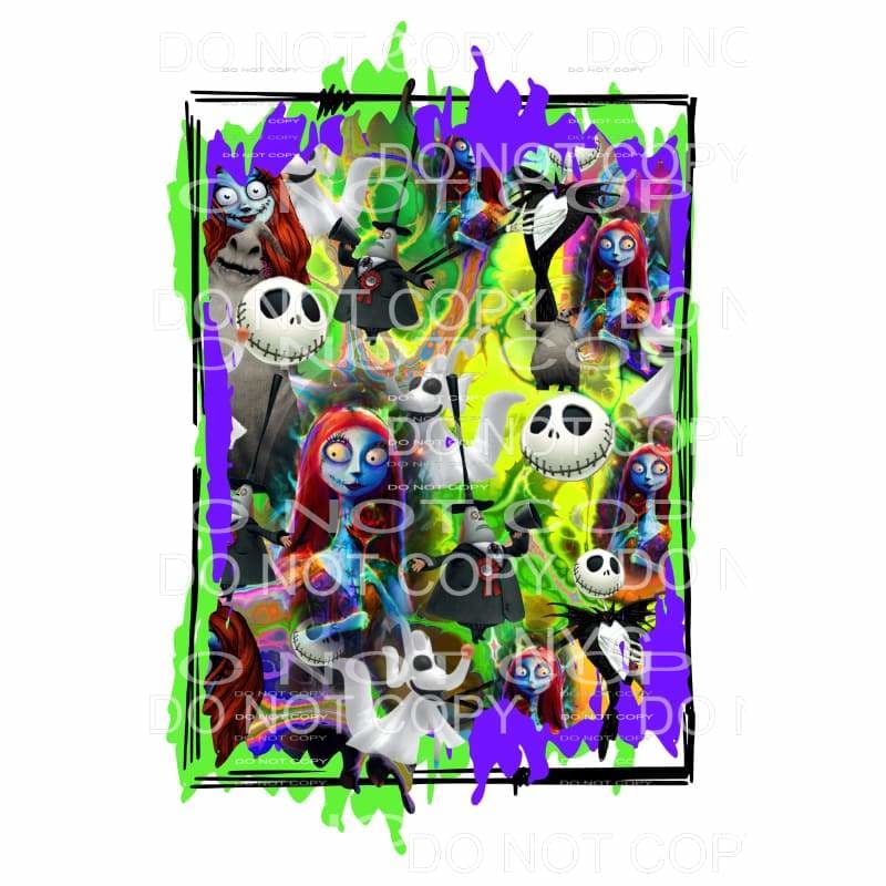 Nighmare Before Christmas Halloween Movie Collage Bright 