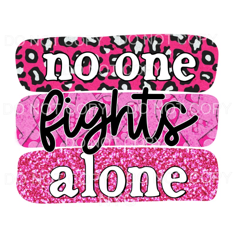 No One Fights Alone Pink Leopard Ribbons Glitter 