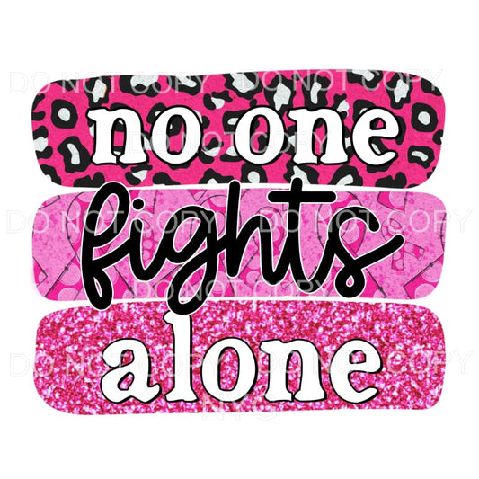 No One Fights Alone Pink Leopard Ribbons Glitter 