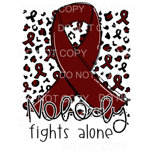 Nobody Fights Alone Burgundy Awareness Ribbon Leopard #1263 