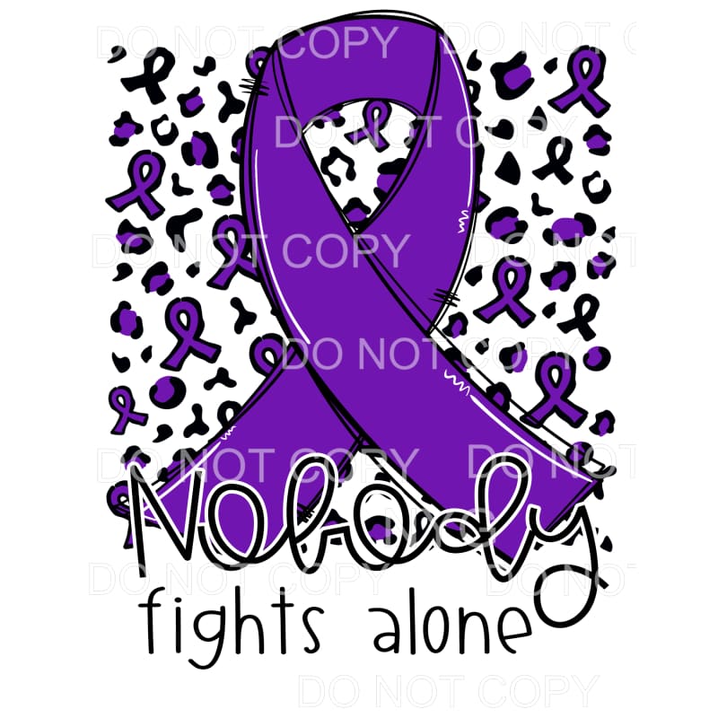 Nobody Fights Alone Purple Awareness Ribbon Leopard #1256 