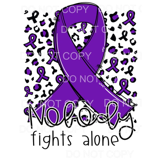 Nobody Fights Alone Purple Awareness Ribbon Leopard #1256 