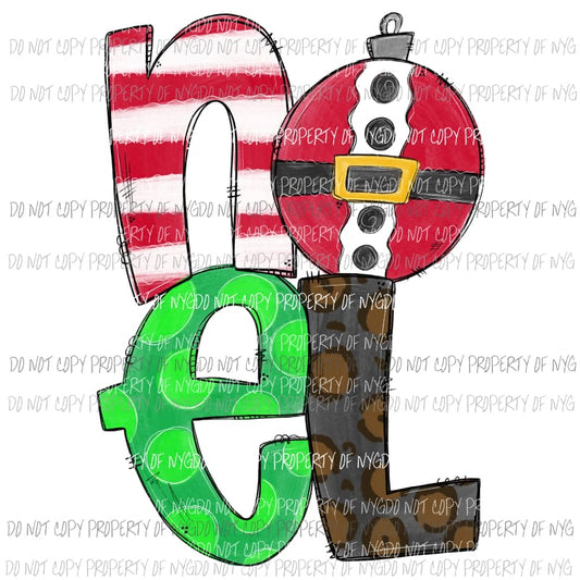 NOEL stacked letters multi prints # 2 Sublimation transfers Heat Transfer