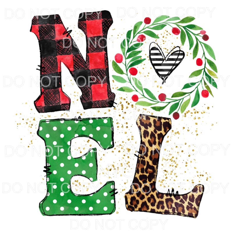 Noel Wreath Heart Sublimation transfers - Heat Transfer