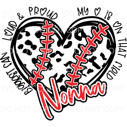 Nonna Leopard Heart Baseball Biggest Fan Sublimation 
