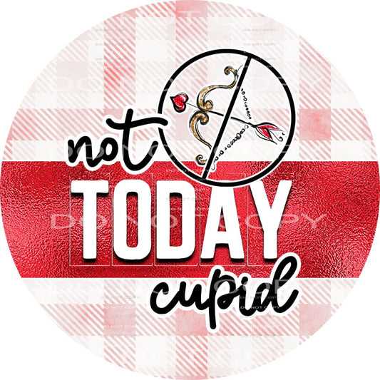 Not Today Cupid Arrow Plaid Circle Valentines Day #2601 