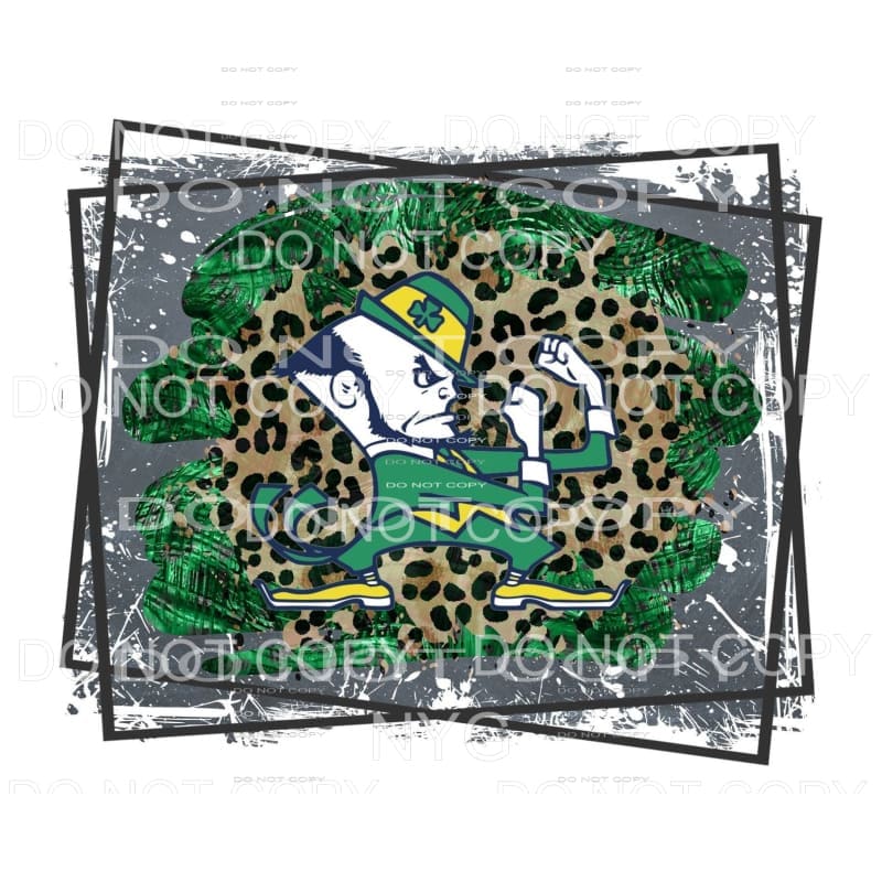Notre Dame Fighting Irish Football Mascot Green Leopard Grey