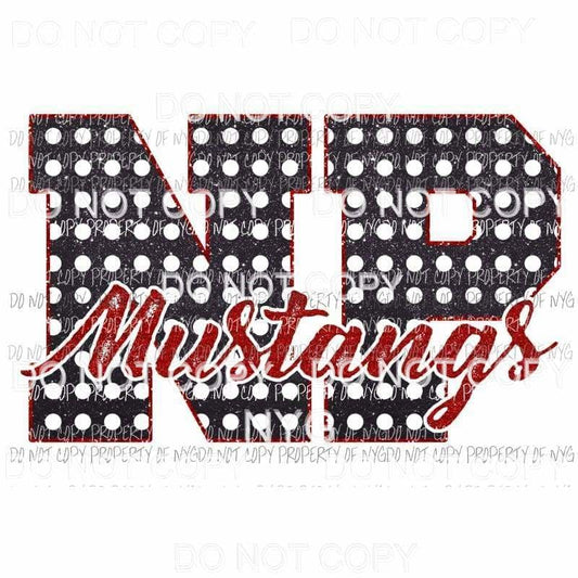 NP Mustangs school letter red Sublimation transfers Heat Transfer