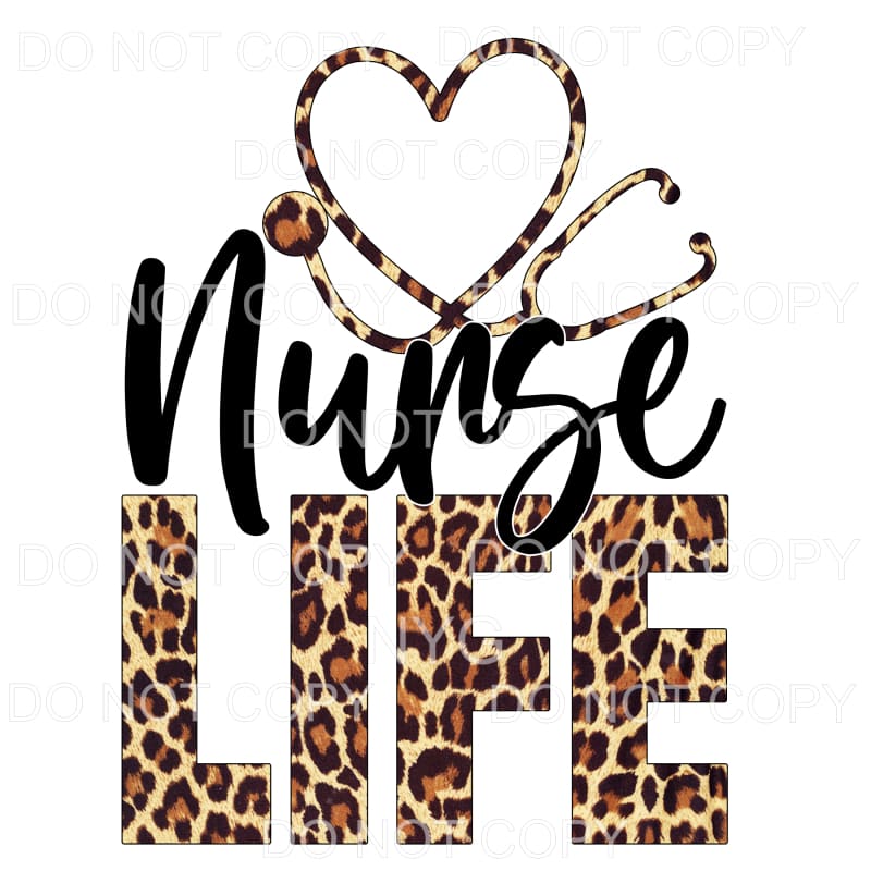 Nurse Life Leopard Stethoscope Sublimation transfers - Heat 