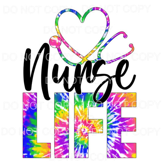 Nurse Life Tie Dye Stethoscope Sublimation transfers - Heat 