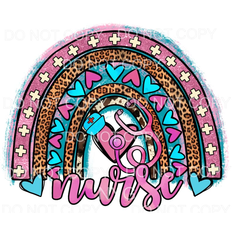 Nurse Rainbow Pink Blue Leopard #1658 Sublimation transfers 