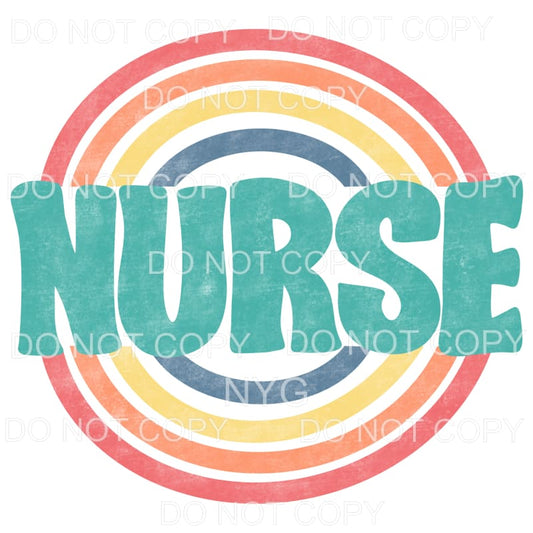 Nurse Retro Rainbow Sublimation transfers - Heat Transfer